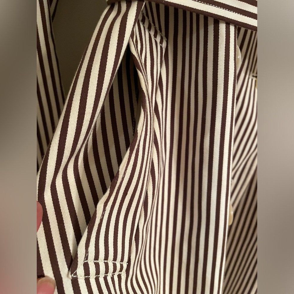Lauren Ralph Lauren Women's Double Breasted Trench Coat Striped Coat Large - Picture 9 of 15